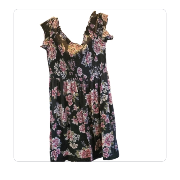 Xhilaration Open Shoulder Flowered Dress - Picture 1 of 5